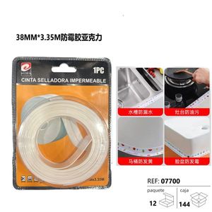 Nastro sigillante acrilico resistente alla muffa Tcabo 38 mm x 3,35 m impermeabile per lavello, fornello, WC, lavabo - Product Image 3