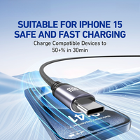 Câble de charge rapide en nylon tressé Type-C de 6 pieds 18W 3A pour iPhone pour téléphones Android S24