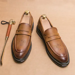 नवीनतम डिजाइनर पैनी लोफर्स काउडर्ड सामग्री से औपचारिक कारोबारी वास्तविक चमड़े के जूते