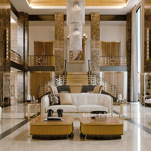 लक्जरी इतालवी डिजाइन उच्च अंत कमरे में रहने वाले फर्नीचर चमड़े के सोफे यूरोपीय शैली 1 + 2 + 3 अनुभागीय चमड़े के सोफे - Product Image 2