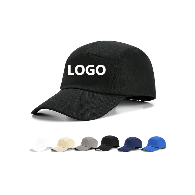 Gömme işlemeli düz 5 panel boş özel nakış logosu erkekler için özelleştirilmiş şapka beyzbol şapkası