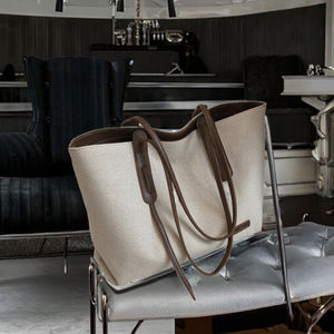 Sac fourre-tout tendance en toile décontractée grande capacité 2025 avec fermeture éclair, doublure en polyester, sacs à main de qualité en gros - Product Image 3