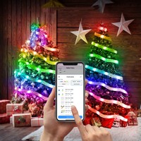 Bande lumineuse LED RGB intelligente pour sapin de Noël, contrôlée par application, bande lumineuse colorée pour la décoration de la maison, du sapin de Noël et des fêtes
