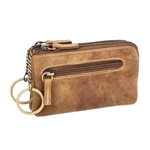 Llavero de Cuero Genuino Crazy Horse Vintage, Organizador de Llaves con Cremallera, Estuche de Cuero Vacuno para Llaves de Coche, Mini Monedero para Tarjetas y Monedas de 5 Pulgadas - Product Image 1