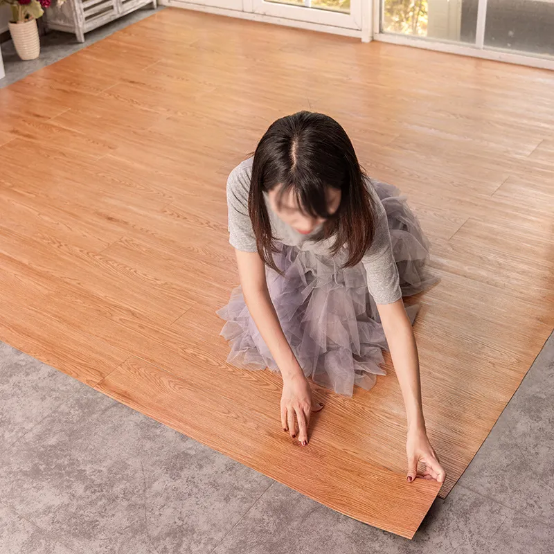 luxury wooden self adhesive pvc wood plastic flooring vinyl self adhesive wood grain floor sticker tile