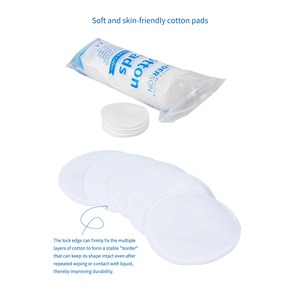 Precio de Fábrica, 100% Algodón Natural, Discos Desmaquillantes Redondos para Limpieza Facial, con Borde Gofrado, 100 Unidades, Discos de Algodón Desechables para la Cara - Product Image 4