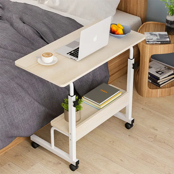 Houten Over Bed Tafel Woonkamer Bed Tafel Swivel Wiel Verstelbare Over Nachtkastje Thuis Bureau Laptop Tafel