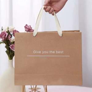 Sac en papier kraft blanc, brun, noir, personnalisé avec votre propre logo, pour emballage cadeau, artisanat, shopping, avec poignées - Product Image 1