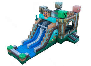 Pixel Double Lane Combo Bounce House Alquiler | Combo húmedo o seco, Gamer Combo Bouncy, Castillo pixelado inflable - Product Image 4