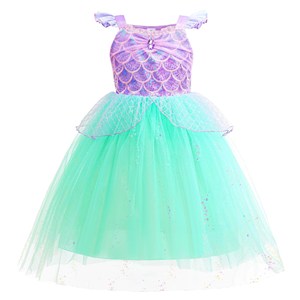 Disfraz <span class=keywords><strong>de</strong></span> Princesa Sirena para Niñas con Tiara, Varita y Accesorios para Halloween, Cumpleaños y Fiestas - Product Image 4