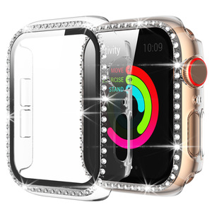 Cubierta de cristal + reloj para <span class=keywords><strong>Apple</strong></span> <span class=keywords><strong>Watch</strong></span> S10 45mm 41mm 40mm <span class=keywords><strong>44mm</strong></span> 42mm Bling Case Diamond Bumper <span class=keywords><strong>Protector</strong></span> para IwatchSE 9 8 7 6 5 4 3 2 - Product Image 4