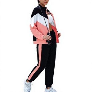 Survêtement zippé color block pour femme, veste de sport à manches longues avec poches latérales, matière respirante en spandex et polyester, idéal pour le printemps - Product Image 4