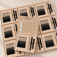 En gros, Kit de cils individuels en grappe SpikeDiy de luxe faits main, mélange CD, cils naturels volumineux, avec plateau et logo personnalisé