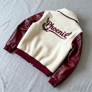 OEM giacca Varsity di alta qualità da <span class=keywords><strong>uomo</strong></span> ciniglia ricamata maniche <span class=keywords><strong>in</strong></span> <span class=keywords><strong>pelle</strong></span> abbigliamento da <span class=keywords><strong>uomo</strong></span> personalizzato Baseball Letterman Varsity Jacket - Product Image 2