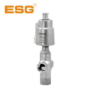 ESG Stainless Steel Pneumatic Three Way Angle Seat Valve DN20 PN16 CF8M For Dyeing Auxiliaries Conveying And Filling - Product Image 3