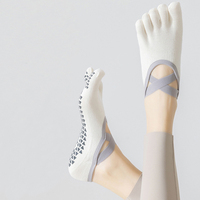 Calcetines de Yoga y Pilates Jstar de Corte Bajo con Cinco Dedos y Diseño de Tiras Cruzadas, con Dedos Expuestos, de Algodón, Unisex, Cómodos y Portátiles