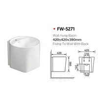 Ensemble WC suspendu en céramique de qualité hôtelière, style européen moderne, avec lavabo mural et siphon en P