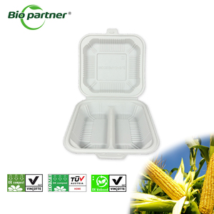 Biodegradable Disposable Clamshell Cornstarch Lunch Box Take Away Disposable Plastic Corn Starch Clamshell Lunch Box