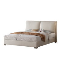 Cadre de lit rembourré de style japonais avec tête de lit à panneaux pour mobilier de chambre moderne