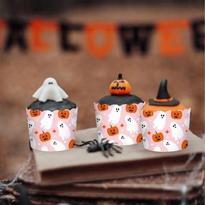 100Pcs Halloween <strong>Paper</strong> Baking Cups <strong>Orange</strong> Pink White Scalloped Edge Cupcake Muffin Cases for Halloween Dessert Decoration - Product Image 5