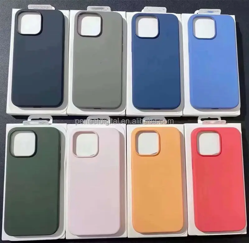 Capa de silicone colorida protetora para celular, capa traseira de silicone líquido para iPhone 15 Pro Max 14 13 12 11 XS xr 8 7