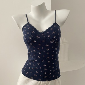 Camisola con <span class=keywords><strong>estampado</strong></span> floral Y2K para <span class=keywords><strong>mujer</strong></span>, top camisero con encaje estilo hada, top corto coqueto de verano, talla única, top sin mangas dulce e informal - Product Image 3