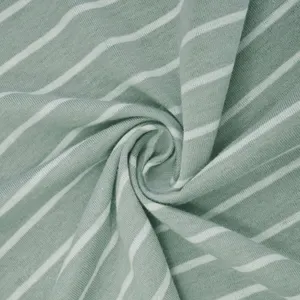 Anti-Static Soft Moisture-Absorbent CVC Cotton Polyester Blend Yarn Dyed Stripes Single Jersey T-shirt Fabric