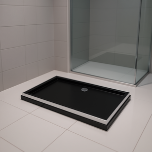 Base de Ducha Rectangular Negra de ABS de 31.5 x 43.3 Pulgadas con Drenaje Central, Diseño Minimalista, Instalación en el Suelo - Product Image 2