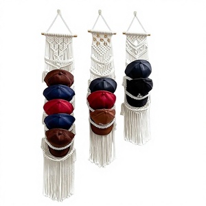 Porte-chapeau mural en macramé en coton fait main, couleur personnalisée, pour casquettes de baseball, organisateur de casquettes, cadeau d'anniversaire pour homme - Product Image 3