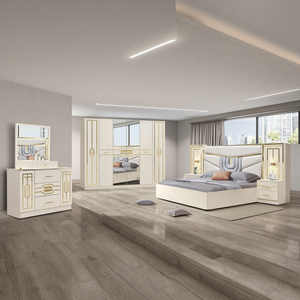 Ensemble <span class=keywords><strong>de</strong></span> meubles <span class=keywords><strong>de</strong></span> chambre d'hôtel modernes en MDF DA VINI – <span class=keywords><strong>Lit</strong></span> double (1,8 m), tables <span class=keywords><strong>de</strong></span> chevet, coiffeuse, tête <span class=keywords><strong>de</strong></span> <span class=keywords><strong>lit</strong></span> lumineuse et réglable - Product Image 5