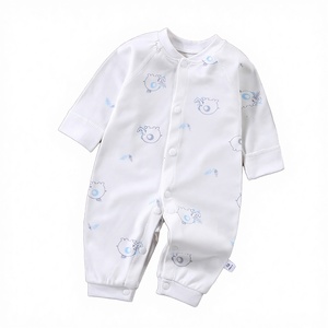 Combinaison bébé unisexe décontractée en coton 100% pur, motif dessin animé, printemps automne, nouveau-né, manches longues, fermeture à boutons pression - Product Image 2