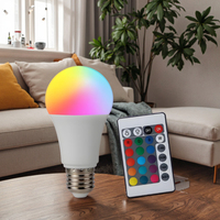 Ampoule LED RGB multicolore A50 A60 A70 3W 5W 7W 10W avec télécommande, intensité variable, 220V E27, lumière LED de type chandelier