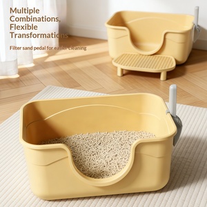 Bac à litière pour chat extra large semi-fermé en PP, côtés hauts, anti-éclaboussures, design carré, pour Maine Coon et foyers multi-chats - Product Image 5