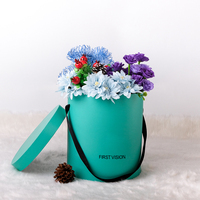 Emballage cadeau de luxe personnalisé en forme de chapeau rond en carton avec ruban pour mariage, grand format, fleurs fraîches, roses