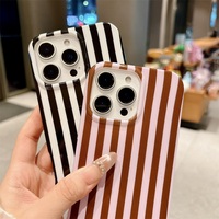 Coque de téléphone à motif rayé tendance pour iPhone 17 Pro Max 16 15 14 13 – Étui de luxe brillant IMD pour iPhone