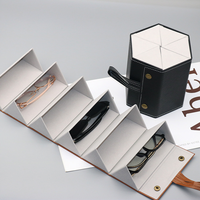 Étui de rangement pliable en cuir PU pour 6 paires de lunettes et de lunettes de soleil avec logo personnalisé et options de couleur personnalisées