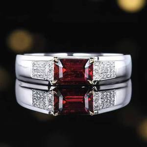 1.12CT Natural Unheated Ruby <b>Men</b> <b>Ring</b> 18K Gold Inlaid 30 Diamonds Luxury Fine Gemstone Jewellery - Product Image 2