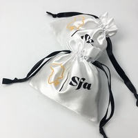Pochette cadeau en satin avec cordon de serrage, logo imprimé sur mesure Bai Shun, ruban noir, tailles personnalisables, plusieurs couleurs, vente en gros