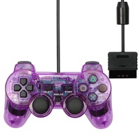 Manette de jeu filaire transparente PS2 avec vibration, prix bas, vente chaude