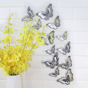 Adesivi Murali 3D a Forma <span class=keywords><strong>di</strong></span> Farfalle Dorate Rimovibili, 12 Pezzi, 12 Stili, 3 Misure, Riutilizzabili, per Capodanno e Cameretta Bambini - Product Image 6