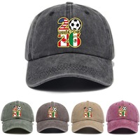 Gorra de Béisbol Unisex Ajustable de 6 Paneles de Algodón con Estampado de Balón de Fútbol y Número, Acabado Desgastado, Estilo Versátil