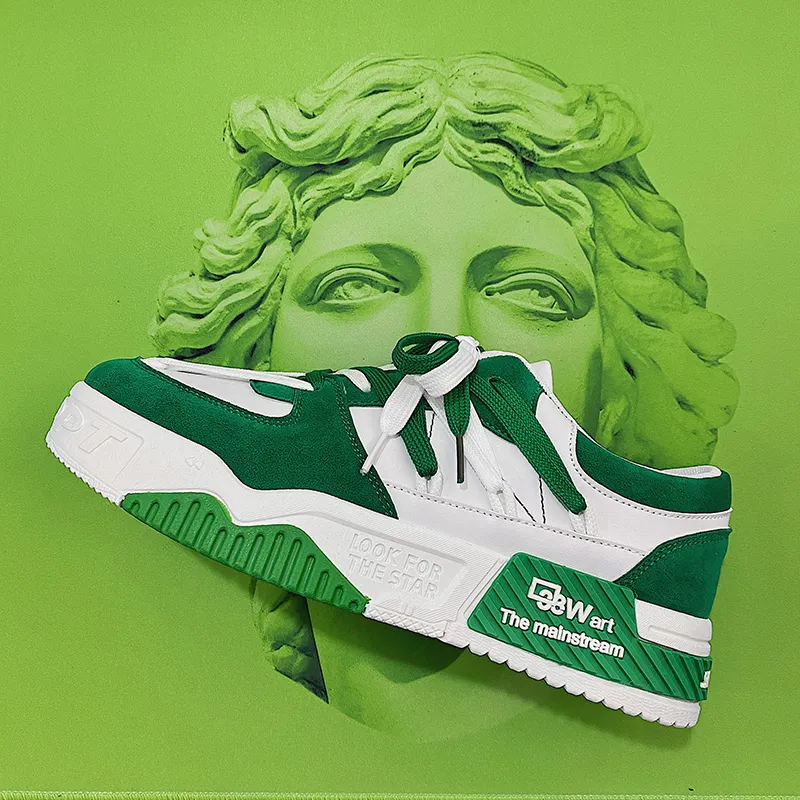 Wholesale High Quality Skateboard Sneaker Green And White Casual Shoes Running Shoes For Man