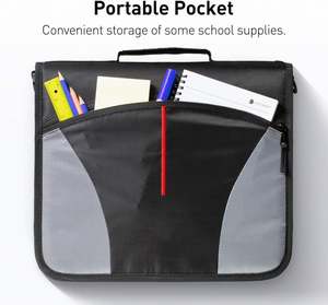 Free Sample BSCI Unique Features <b>3</b>-<b>Ring</b> <b>Binder</b> with Zipper <b>Binder</b> with Shoulder Strap Handle 600 Sheets Capacity for Office - Product Image 5