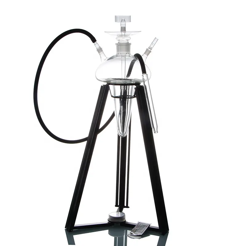 Groothandel Clear Paddestoel Ontwerp Kwallen Shisha Waterpijp Met Metal Stand Rack Voor Narguile Roken Lounge Bar Tonen