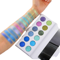 Palette de fards à paupières effet caméléon, marque privée, imperméable, bleu violet, 10 teintes, paillettes lumineuses, métalliques, pour les yeux des femmes de peau foncée