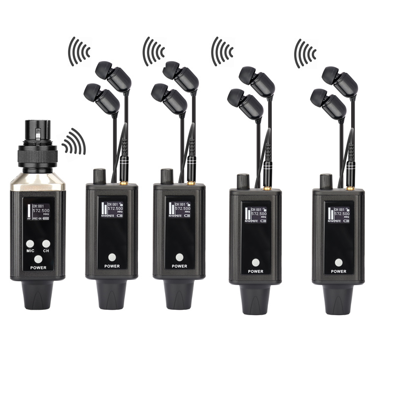In Ear Monitor System Stereo with UHF <strong>Wireless</strong> Transmitter Receiver Clip on One to More Auto-<strong>Pairing</strong> for <strong>Studio</strong> Band Rehearsal