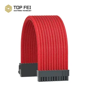Rouge mâle à femelle 300mm manchon Flexible tressé PSU câble Kit Mod Strimer câble d'extension pour ordinateur câble lumineux