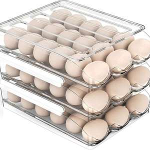 Large Capacity Egg Holder For Refrigerator Egg Fresh Storage Box for Fridge Clear Plastic Storage Container Tray