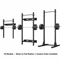 Rack de Squat Mural Pliable Multifonctionnel, Machine Smith, Cage de Musculation, Équipement d'Entraînement de Force pour la Maison