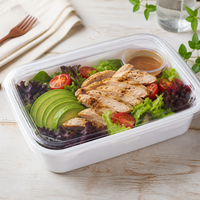 Contenedor de Alimentos de Plástico Transparente de 1000 ml, 224x150x51 mm, con Tapa, Desechable, para Comida Familiar, Bento Box, Apto para Alimentos, PP, para Restaurante